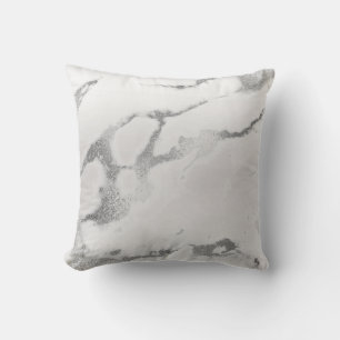 Abstract Silver Grey Metallic Marble Stone Cushion