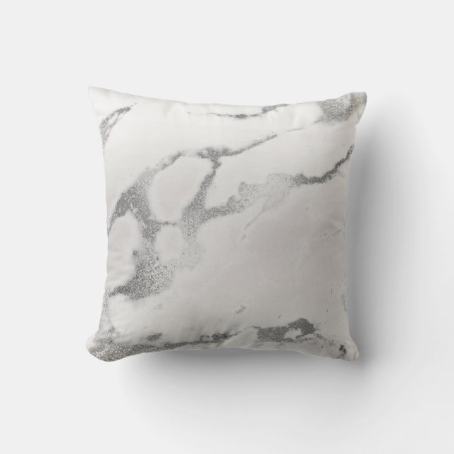 Abstract  Silver Grey Metallic Marble Stone Cushion (Front)