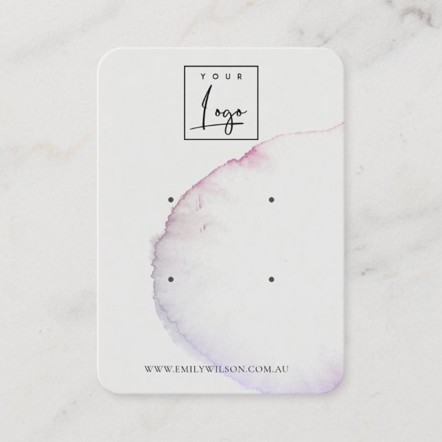Abstract Silver Grey Pink Purple 2 Earring Display Business Card (Front)