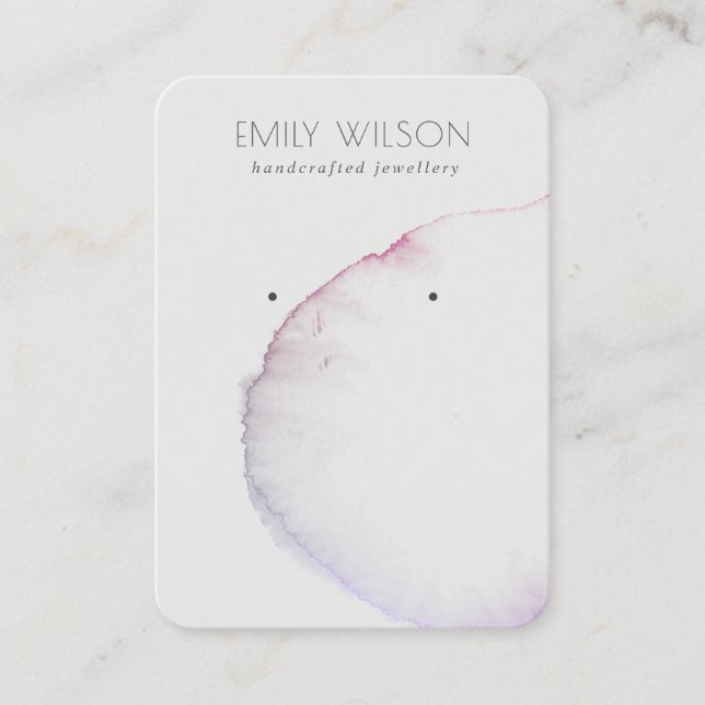 Abstract Silver Grey Pink Purple Earring Display Business Card (Front)