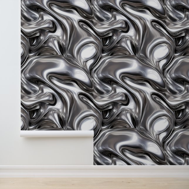 Abstract Silver Liquid Metal Pattern  Wallpaper (Application)