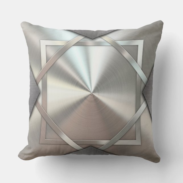 Abstract Silver Metallic Decorative Pillow (Front)