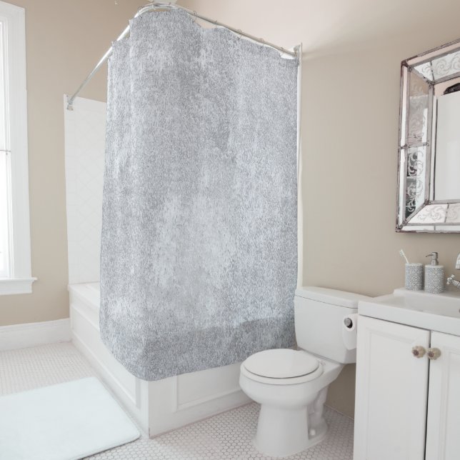 Abstract silver paper shower curtain (In Situ)
