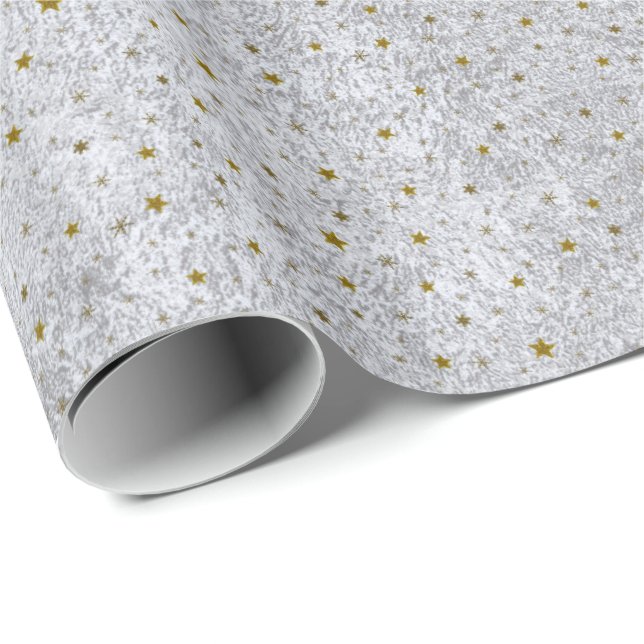 Abstract silver paper with gold stars (Roll Corner)