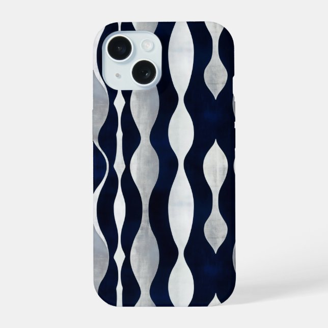 Abstract Silver Pattern iPhone 15 Case (Back)