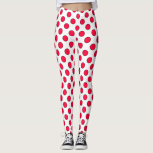 Abstract simple stylish red white polka dots circl leggings