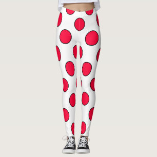 Abstract simple stylish red white polka dots circl leggings