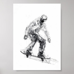 Abstract Skater in Motion Poster