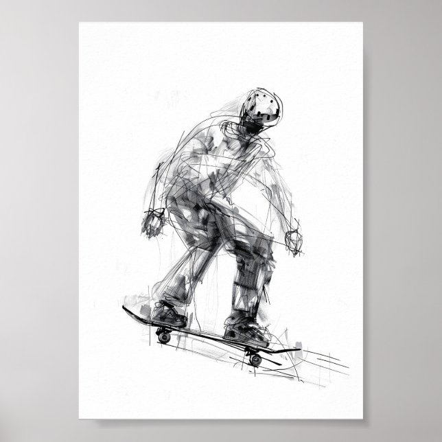 Abstract Skater in Motion Poster (Front)