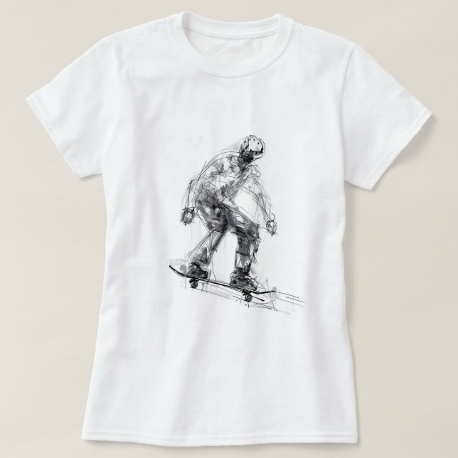 Abstract Skater in Motion T-Shirt (Design Front)