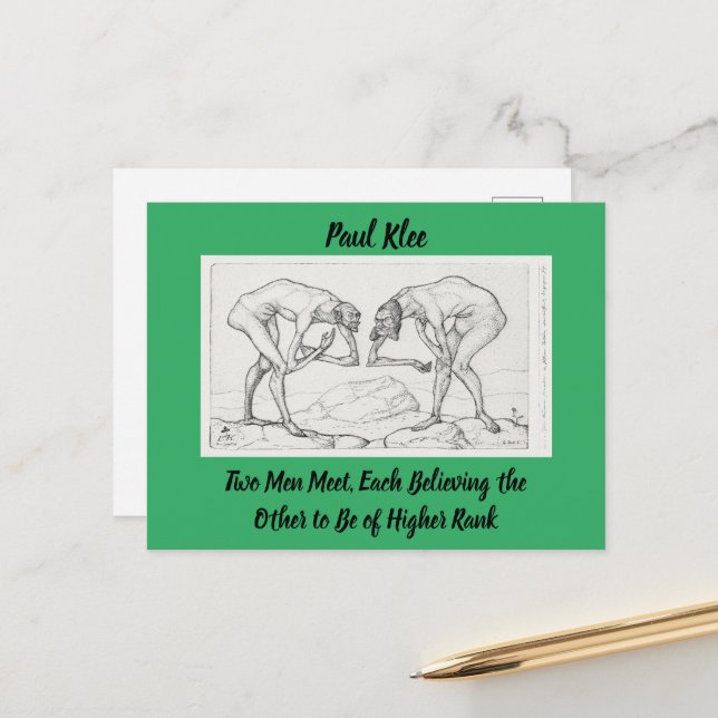 Abstract Sketch Paul Klee Two Men Meet Postcard (Front/Back In Situ)