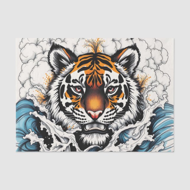 Abstract Sketch Tiger in Water Tissue Paper (Front)