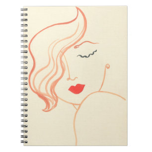 Abstract sketch woman face notebook