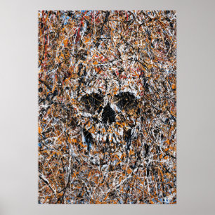 Abstract Skull Drip Painting Modern Wall Art