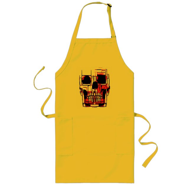 Abstract Skull in Vibrant Colours Long Apron (Front)