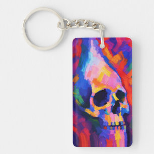 Abstract Skull Painting Wall Art Print Key Ring