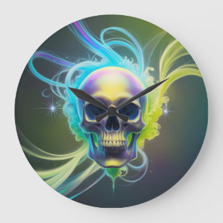 Abstract Skull Vibes Design by Li Tech Large Clock