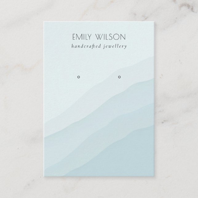 Abstract Sky Blue Waves Stud Earring Display Business Card (Front)
