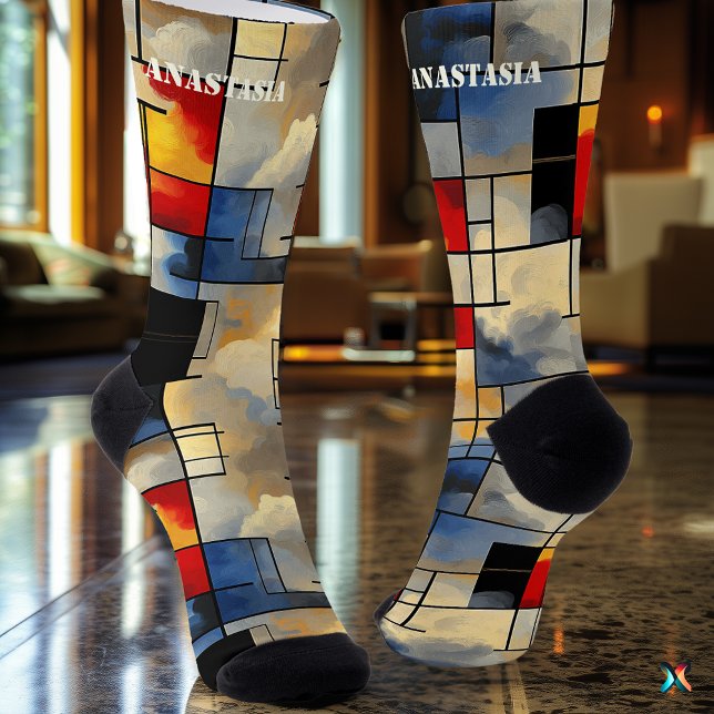 Abstract Sky Socks with Geometric Artistic Design (Creator Uploaded)