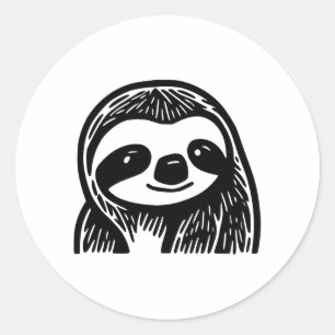 Abstract Sloth Art in BW Classic Round Sticker