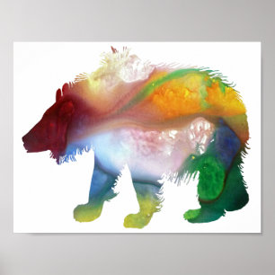 Abstract sloth bear silhouette poster