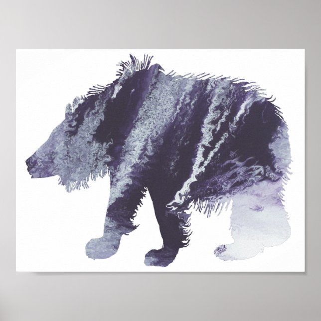 Abstract sloth bear silhouette poster (Front)