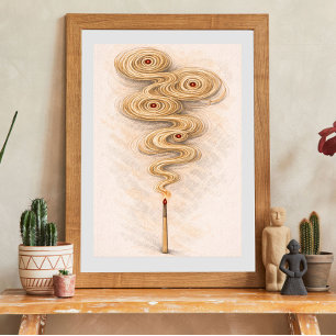 abstract smoke art   matchstick illustration poster