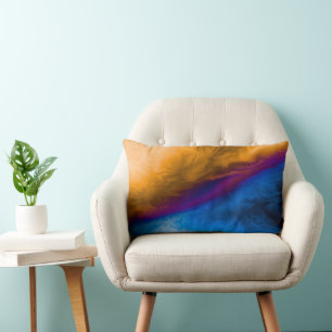 Abstract Smoke Pattern - Colourful Modern Fabric  Lumbar Cushion