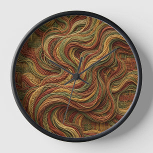 Abstract Smoke Swirl Earth Tone Art Clocks