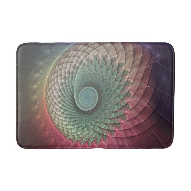 Abstract Snail Colourful Modern Fractal Art Bath Mat (Front)