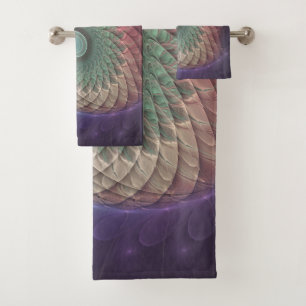 Abstract Snail Colourful Modern Fractal Art Bath Towel Set