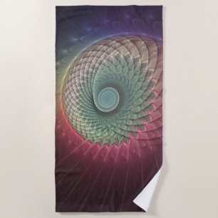 Abstract Snail Colourful Modern Fractal Art Beach Towel