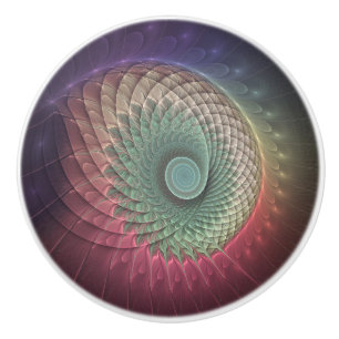 Abstract Snail Colourful Modern Fractal Art Ceramic Knob
