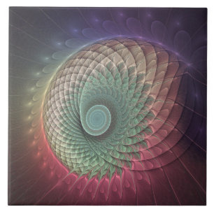 Abstract Snail Colourful Modern Fractal Art Ceramic Tile