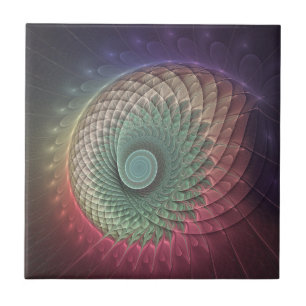 Abstract Snail Colourful Modern Fractal Art Ceramic Tile