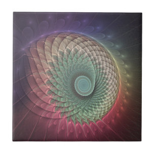Abstract Snail Colourful Modern Fractal Art Ceramic Tile