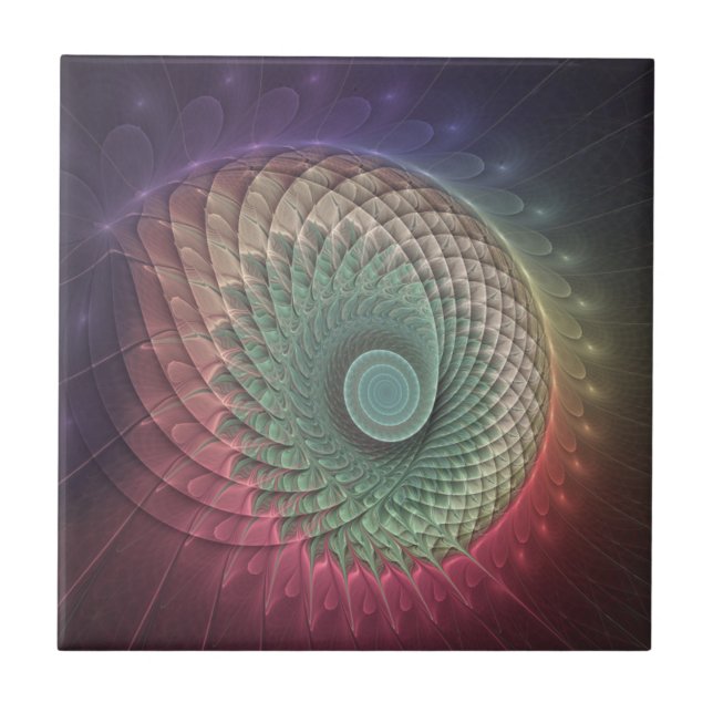 Abstract Snail Colourful Modern Fractal Art Ceramic Tile (Front)
