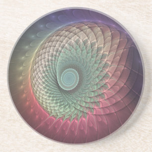 Abstract Snail Colourful Modern Fractal Art Coaster