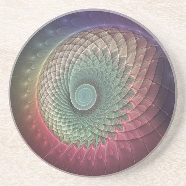 Abstract Snail Colourful Modern Fractal Art Coaster (Front)