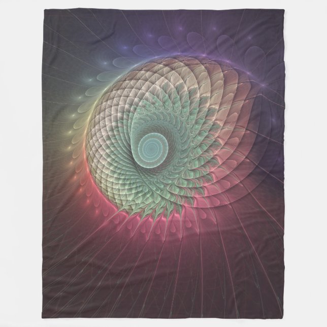 Abstract Snail Colourful Modern Fractal Art Fleece Blanket (Front)