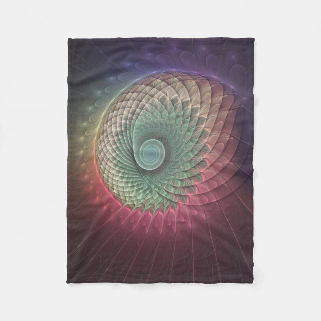 Abstract Snail Colourful Modern Fractal Art Fleece Blanket (Front)