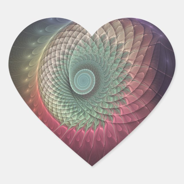 Abstract Snail Colourful Modern Fractal Art Heart Sticker (Front)