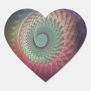 Abstract Snail Colourful Modern Fractal Art Heart Sticker