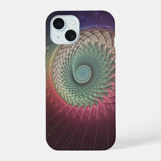 Abstract Snail Colourful Modern Fractal Art iPhone 15 Case (Back)