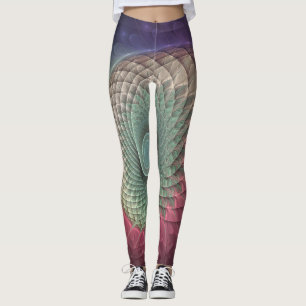 Abstract Snail Colourful Modern Fractal Art Leggings