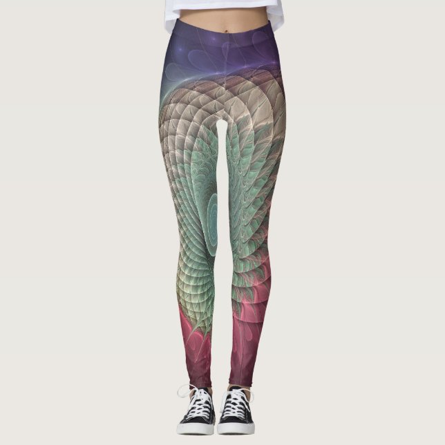 Abstract Snail Colourful Modern Fractal Art Leggings (Front)