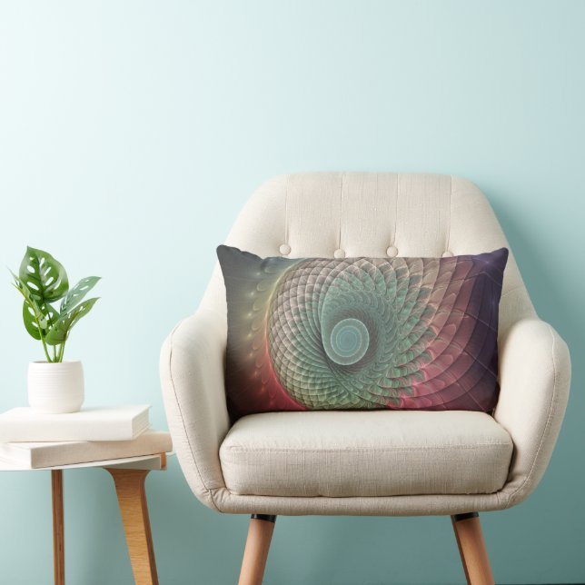 Abstract Snail Colourful Modern Fractal Art Lumbar Cushion (Chair)