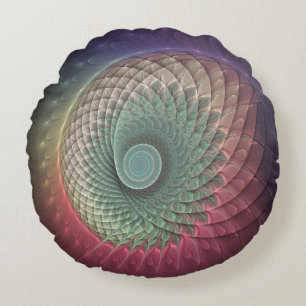 Abstract Snail Colourful Modern Fractal Art Round Cushion