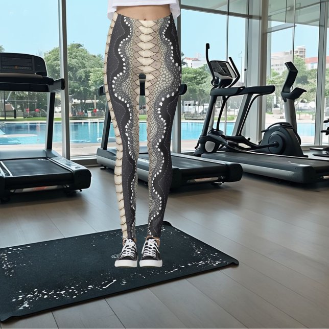 Abstract Snake Skin Black Beige Grey Elegant Leggings (Creator Uploaded)