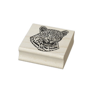 Abstract Snow Leopard Original jungle animal Art Rubber Stamp
